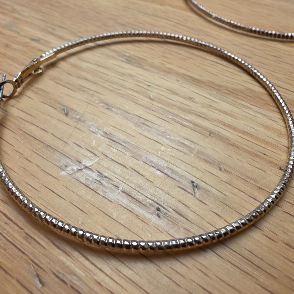 Etsy Large Textured Gold Tone Hoops - Picture 9 of 9